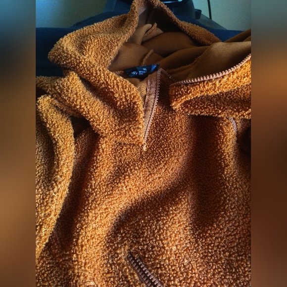 SOHO GIRLS PLUS SIZE 1XL RUST COLOR TEDDY HOODIE SOFT, COZY,  POCKETS, ZIPPER UP - Picture 7 of 8